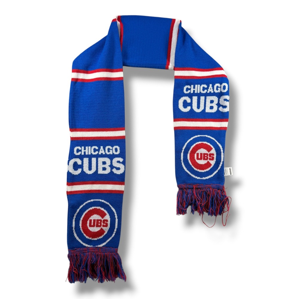 Chicago Cubs MLB Forever Collectibles Knit Scarf Blue Red White Fringe Logo